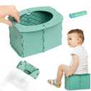 Portable Potty Seat for Toddler Foldable Travel Potty Training Toilet Seat with Cleaning Bags Reusable for Outdoor Camping, Travel, Kids Toddler Travel Potty Seat (Green)