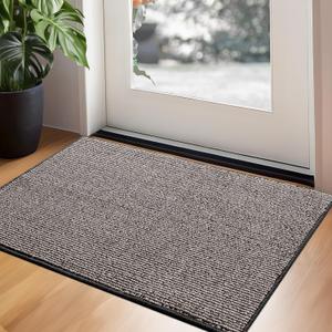 GRANNY SAYS Front Door Mat Indoor Entrance, Indoor Doormat Non Slip Washable, Low Profile Outdoor Welcome Mat, 32" x 20" Resist Dirt Absorbent Mats for Entryway, Floor, Black Beige (1'8" x 2'8" (Rectangular))