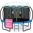 Trampoline for Kids and Adults - 8Ft 10Ft 12Ft 14FT Trampoline with Net - with Bonus Sprinkler and LED Lights/ASTM Certified/Extra Sturdy Recreational Outdoor Trampolines