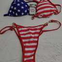 swimall Women's Triangle Thong Bikini Set Sexy Brazilian Two Piece Swimsuit Cute Bathing Suit (Flag / July 4th / 258)