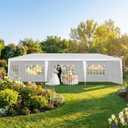 NicBex 10x30 Outdoor Canopy Tent, Waterproof Party Shelter with 8 Removable Sidewalls & Windows, Large Event Gazebo for Wedding, Backyard Gathering, White