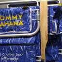 Tommy Bahama 2-Pack 5-Position Classic Lay Flat Backpack Beach Chair with Cooler and Cup Holder, Portable Folding Beach Chair for Tanning, Blue Tropical Leaves
