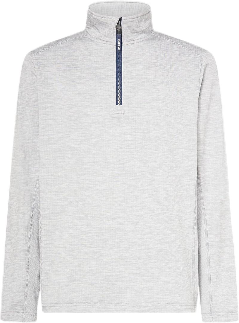 Costa Del Mar men's Off the Grid Quarter Zip Sweatshirt (Small, Deck Gray Heather)