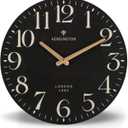 NIKKY HOME Farmhouse Black Wall Clock - 12 Inch Quartz Battery Operated Vintage Wooden Decorative Silent Analog Clock for Kitchen, Living Room, Bedroom, Office