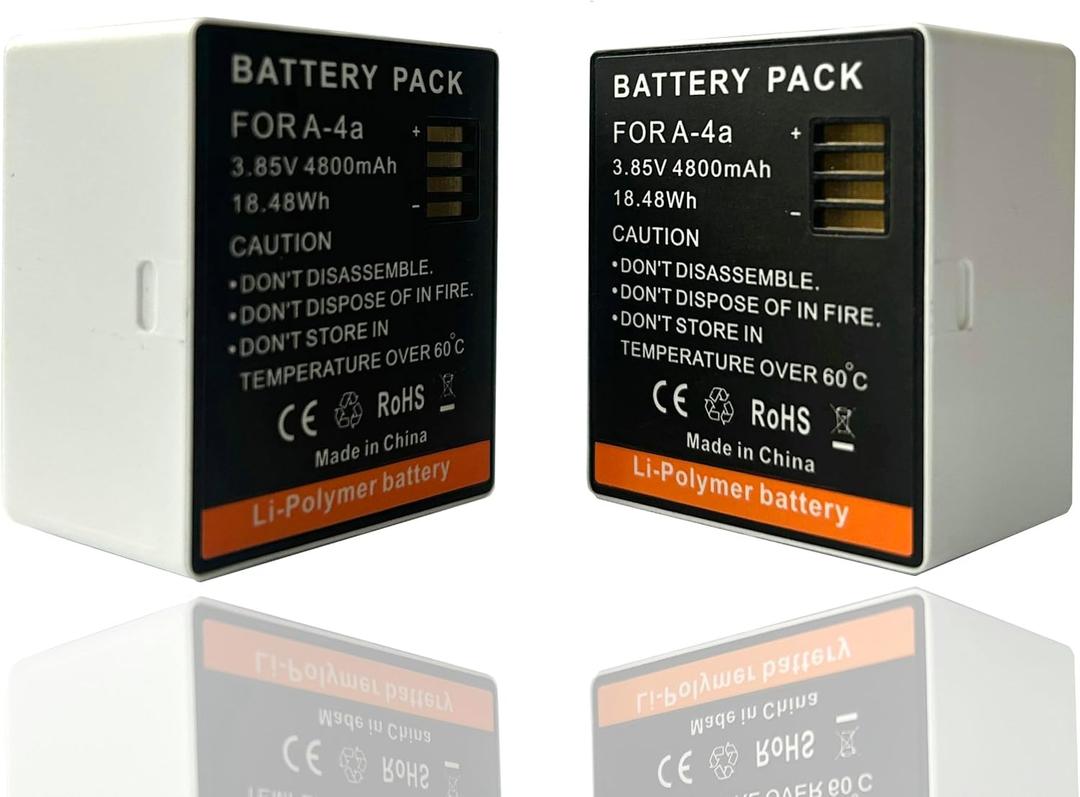 2-Pack A-4a Rechargeable Batteries for Arlo Pro 5/5S 2K, Pro 3, Pro 4, Ultra 2 and Ultra Cameras VMS4640P VMS4340P VMC4040P VMA5400 VMS5340 VMS5440B (3.85V 4800mAh/18.48Wh)