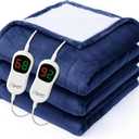 Homemate Electric Heated Blanket Queen - 84"x90" Heating Bed Blankets Throw with 10 Heating Levels 8 Hours Auto Off Fast Heating Over-Heated Protection Ultra Soft Warm Flannel ETL Certified Navy Blue