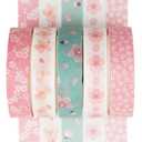 YUBX 5 Rolls Washi Tape Set Creative Basic Skinny Decorative Tapes for Arts, DIY Crafts, Journals, Planners, Scrapbooking, Wrapping (Sakura)