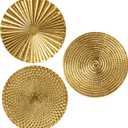 Briful 12" Gold Wall Dcor Pack of 3 Metal Starbursts Radial Plate Wall Art Modern Accent Hanging Wall Decorations For Home Office Bedroom Or Living Room Wall Sculptures