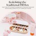 Dosey 7 Day Pill Compact Travel Pill Organizer - Pill Case with 7 Pill Compartments for Medicine Storage & Protection Stylish & Elegant Medication Organizer with Mirror, Blush