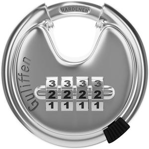 Discus Combination Lock,Heavy Duty Stainless Steel Disc Combination Padlock for Storage Unit, Sheds, Garages and Trailer