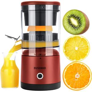 Electric Juicer Rechargeable - Citrus Juicer Machines with USB and Cleaning Brush Portable Juicer for Orange, Lemon, Grapefruit (Red)