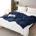 EMME Cotton Blanket Queen Size for Bed Soft Large Muslin Bed Blankets 90"x90" Lightweight Breathable All Season Gauze Blanket, Navy