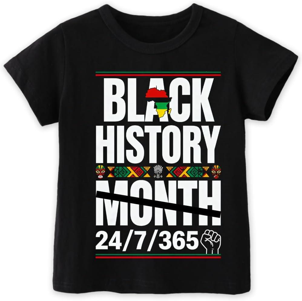 Kids Black History Shirt,Toddler Black History Month T-Shirt Boys Girls, African American Tee, 2-6T