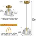 Modern Gold Pendant Lights Kitchen Island Ceiling Chandelier Indoor Crystal Hanging Light Fixtures for Dining Room Kitchen Living Room BedroomB-2Pack