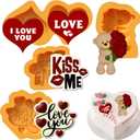 Valentines Day Silicone Molds 4- Piece Set with Bear, Hearts & Love Phrases | Silicone Valentines Molds for Chocolate, Candy, Fondant, Resin, Perfect Size For Chocolate Covered tSrawberries