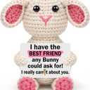 2 x BuiltFit Friendship Friend Gifts for Women - Gifts for Best Friends Women | Handmade Crochet Bunny Rabbit Birthday Gifts for Bestie BFF Women Girls College Long Distance Friendship Friendsgiving