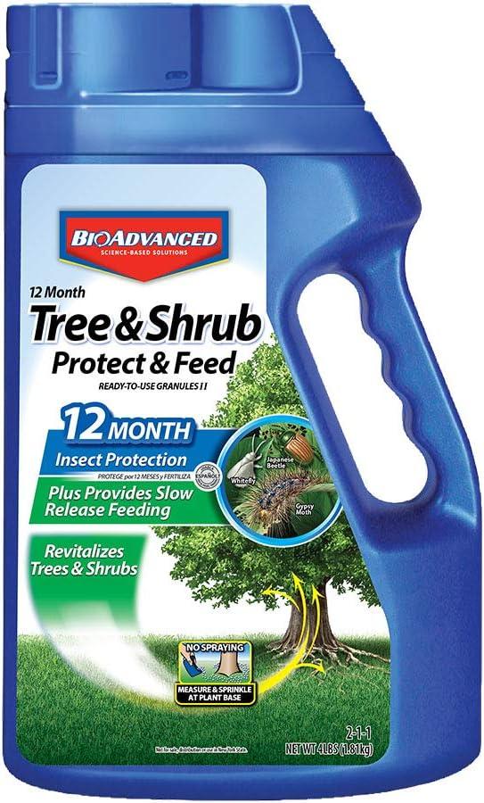 BioAdvanced 12 Month Tree and Shrub Protect and Feed II, Granules, 4 lb, Tree Fertilizer & Outdoor Insect Killer