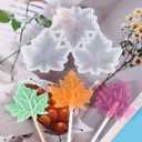 3D Maple Leaf Lollipop Mold Set 2 Pcs Maple Leaf Shaped Silicone Mold with 20 Pcs Lollipop Sticks Durable Mould for Resin Casting Epoxy Candy Chocolate Baking Cake Topper Decoration