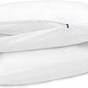 ACCURATEX Fluffy Pillow Cover, 100% Cotton Shell Filled with Down Alternative, Revive Old Flat Pillows, L Shaped Zipper Pillow Protector for Queen Size Pillow, Removable & Machine Washable (White)