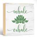 Inhale Exhale Wooden Box Sign, Inspirational Gifts for Women Friend Coworker, Funny Lotus Wood Box Sign Decor for Home Office Farmhouse Bedroom Yoga Spa Room, Meditation Gifts for Yoga Lover