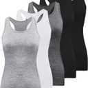 BQTQ 5 Pack Racerback Tank Tops for Women Sleeveless Workout Tank Top Ladies Undershirts Slim Fit Tanks Tops (XL)