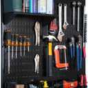 Wall Control Metal Pegboard Utility Tool Storage Kit with Black Pegboard and Black Accessories Black