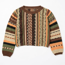 SOLY HUX Women's Plus Size Boho Striped Sweater Bell Long Sleeve Crew Neck Pullover Jumper Tops Multicolor X-Large Plus
