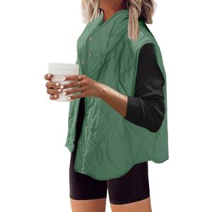 SENSERISE Womens Puffer Vest Quilted Vests Oversized Lightweight Outerwear Puffy Padded Jacket Winter Fall Outfits (XXL)