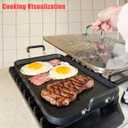 Vayepro 2-Burner Griddle Pan with Glass Lid - Nonstick Stovetop Griddle for Gas & Glass Cooktops - Aluminum Camping Grill Pan for Breakfast (Pancakes/Eggs/Bacon) (22"L x 12"W x 1.77"Th)
