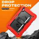 SEYMAC stock Case for iPad Air 11-inch M4-M2 2026-2024 (Gen 8-6), Shockproof Heavy Duty Case with Screen Protector, Pencil Holder, Rotating Stand, Hand Strap, Shoulder Strap, Red