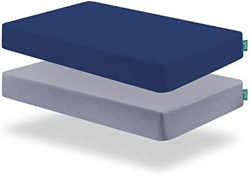 Biloban Crib Sheets Fitted for Boys, 2 Pack Crib Sheet Fits for Standard Crib Mattress, Neutral Toddler Bed Sheets Girl, Grey & Navy, 52”X 28”