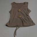 Women's Tank Top Metal V Neck Sleeveless Ribbed Knit Slim Fitted Summer Tops, Small