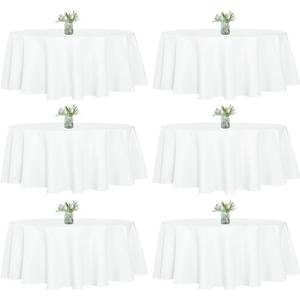 WIGENIUS 6 Pack White 60 Inch Round Tablecloths Winkle Resistant Tablecloth for 3 ft Table Polyester Washable White Table Cloths for Parties Wedding Dining