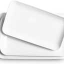 DELLING Large Serving Platter Set of 3, 16/14/12 Inch Porcelain Serving Trays for Party - White Ceramic Rectangular Platters for Entertaining, Appetizer Fruit Tray for Mother's Day Shower Dinner