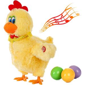 AOSUYOU Easter Chicken Animal Toy Doll Laying Egg Electric Crazy Plush Chicken with Sound Music (29CM, Yellow)