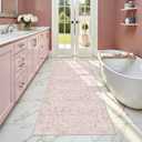 Pink 2x6 Runner Rug for Hallways Bed Side Kitchen, Boho Washable Distressed Low-Pile Floor Entryway Long Bathroom Mat, Non-Slip Laundry Room Washstand Front Carpet Green 24x72 Inch