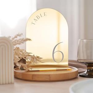 Amazon.com | ZICOTO Beautiful Gold Wedding Table Numbers with Stands - Elegant Double Sided 5x7 inch Acrylic Signs Numbered 1-15 - The Perfect Decor for Your Wedding Reception Or Events: Serveware Accessories