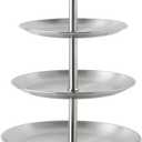 Metal 3 Tier Round Serving Tray, Cupcake Dessert Appetizer Stand, Stainless Steel Cake Cupcake Tower Stand Holder for Home Garden Display Wedding Bridal Shower Birthday Party Supplies (Silver)