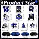 10th Birthday Decorations for Boys, 10 Year Old Birthday Decorations Blue Black Tableware Set include Double Digits Birthday Plates and Napkins Tablecloths Banner Cake Toppers for Party Decor Serve 26