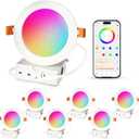 ILC 4 Inch LED Reccessed Downlights Compatible with Alexa (Hub Required), 10W, APP Controlled, RGB Color Changing, 2700K-6000K, 100W Equivalent, Recessed Ceiling Lights,Bluetooth MESH (6 Packs)
