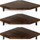 Alsonerbay Corner Shelf Wall Mount, Set of 3 Floating Corner Shelves with Cord Hole, Rustic Wood Shelves for TV, Speaker, Cable Box, Game Console for Bedroom, Kitchen, Living Room Carbonized Black