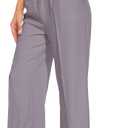 FUNYYZO Wide Leg Pants Women's High Elastic Waisted in The Back Business Work Trousers Long Straight Suit Pants (X-Large, 006# Purple (Thin))