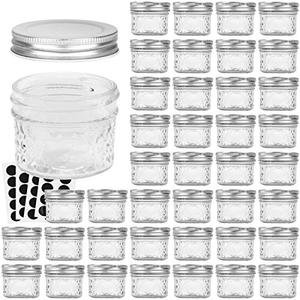 VERONES Mason Jars Canning Jars, 4 OZ Jelly Jars With One Piece Regular Lids, Ideal for Jam, Honey, Wedding Shower Favors, DIY Spice Jars, 39 PACK