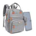 BabbleRoo Diaper Bag Backpack - Baby Essentials Travel Tote - Multi Function Waterproof Diaper Bag, Travel Essentials Baby Bag with Changing Pad, Stroller Straps & Pacifier Case - Unisex, Light Gray