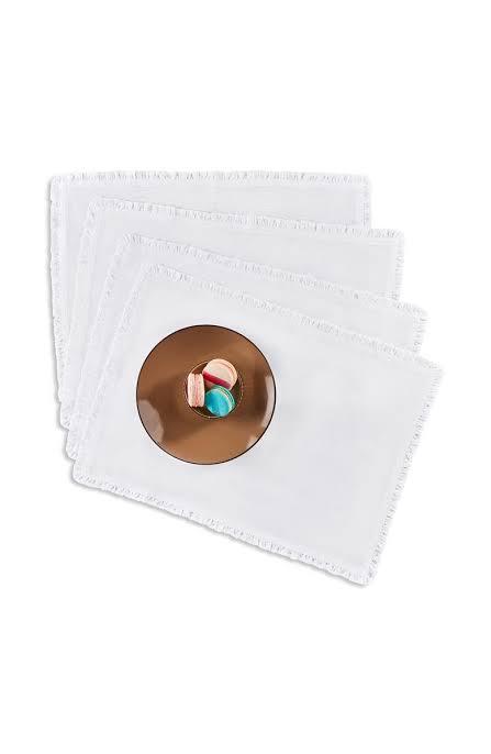 Solino Home Flamingo Pink Linen Dinner Napkins 20 x 20 Inch - 100% Pure Linen Juliette Ruffle Cloth Napkins Set of 4 - Handcrafted and Machine Washable - Summer