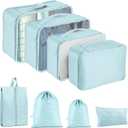 Packing Cubes for Travel - 8 Set Luggage Organizer Bags for Family, Mesh Breathable Travel Essentials Bags Set Durable Travel Packing Cubes for Suitcases (Blue)