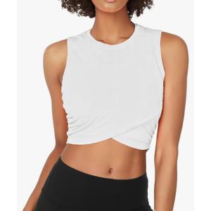 Sanutch Yoga Crop Tops Dance Tops Fitted Workout Crop Tops Yoga Tank Tops Athletic Sports Shirts for Women, M