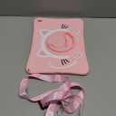 for iPad 9th/8th/7th Generation Case 10.2 Inch Cute Girls Kawaii Cover Girly 3D Cat Cartoon Women with Rotating Handle Stand & Strap Soft Silicone Funda for Apple iPad Cases 9th/8th/7th Gen