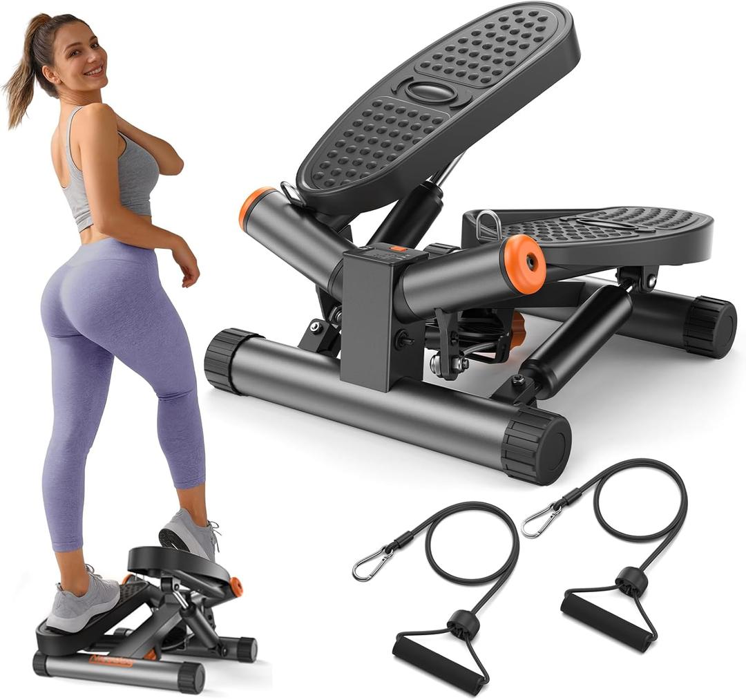 Niceday Steppers for Exercise, Stair Stepper with Resistance Bands, Twist Stepper with 300LBS Loading Capacity, Hydraulic Fitness Stepper with LCD Monitor
