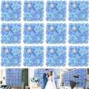Artificial Flower Wall Panel 15*15inches -12 Pack Silk Rose Hydrangea 3D Flower Wall Dcor Backdrop for Wedding Arrangement Wall Background Party Panel Decorations UV Protected Handmade -Light Blue